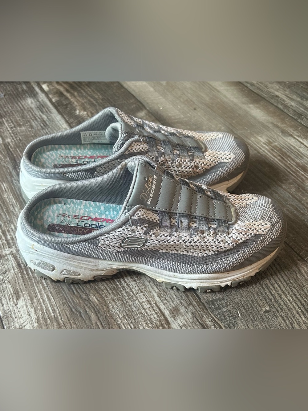 Skechers Gray Mesh Slip-On Clog Sneakers